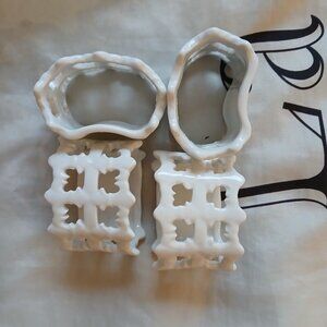 Set of 4 White Oval Vintage Porcelain Napkin Rings